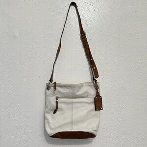 TIGNANELLO White Tan Textured Leather Handbag Shoulder Crossbody Purse